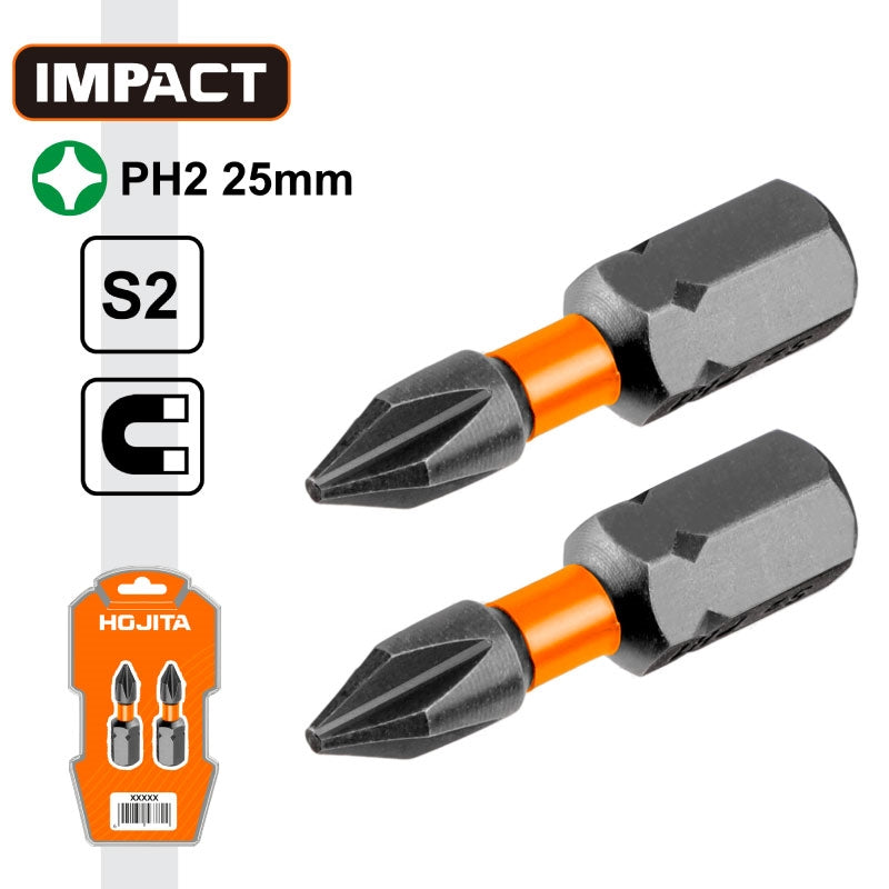 Hojita HJSV1K12 Συλλογή Μύτες Phillips (Σταυρού) Μαγνητικές Ρh.2 x 25mm Σετ 2 Τεμ