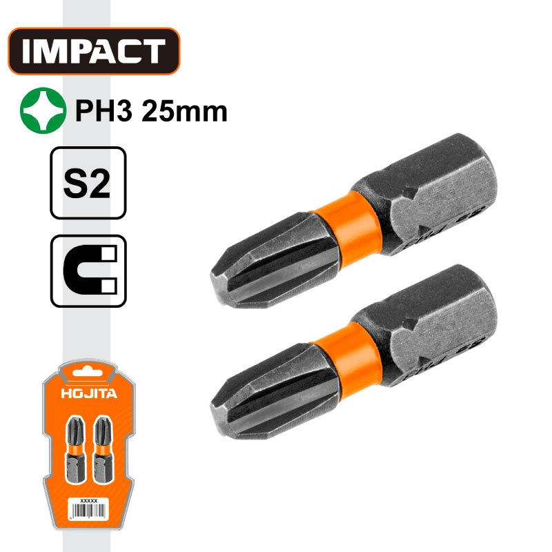 Hojita HJSV1K13 Συλλογή Μύτες Phillips (Σταυρού) Μαγνητικές Ρh.3 x 25mm Σετ 2 Τεμ