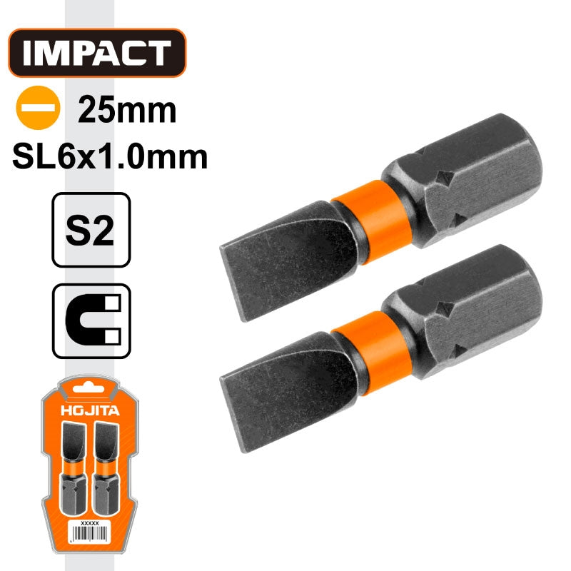 Hojita HJSV1K24 Μαύρες Μαγνητικές Μύτες Ίσιες SL6 x 1.0mm x 25mm Σετ 2 Τεμ