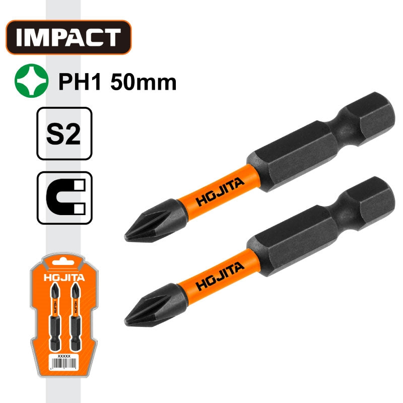Hojita HJSV2K61 Συλλογή Μύτες Phillips (Σταυρού) Μαγνητικές Ρh.1 x 50mm Σετ 2 Τεμ