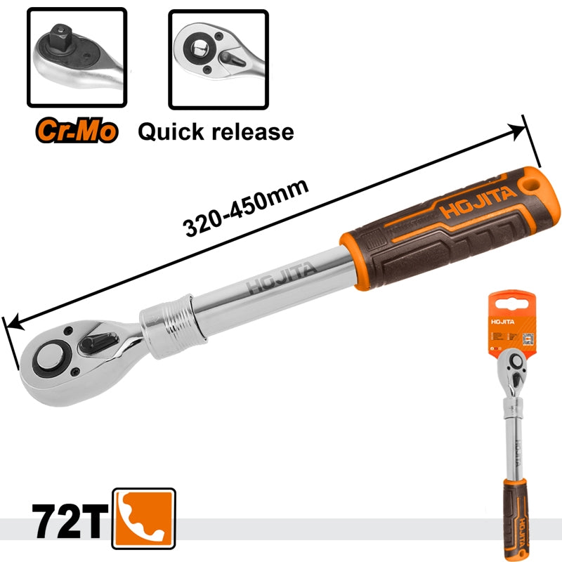 Hojita HJWQ1D12 Μανέλα Με Καστάνια 72Τ 1/2" Επεκτεινόμενη 320-450mm