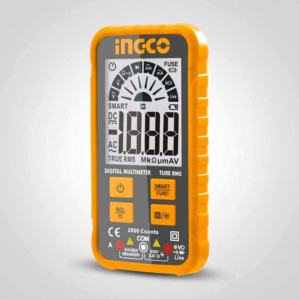 INGCO DM6001 Ψηφιακό Πολύμετρο 600V True RMS με Μέτρηση AC/DC/ Αντίστασης/ Χωρητικότητας/ Συχνότητας/ NCV