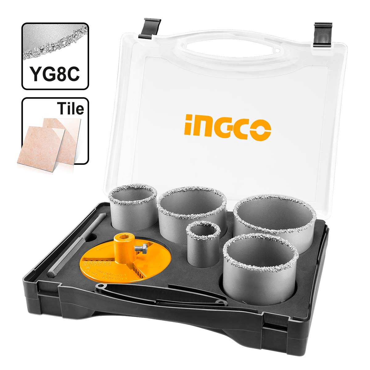 Ingco AKCH0071 Συλλογή Ποτηροτρύπανα Μπετού - Τούβλου Σετ 5 τεμ 33-83mm