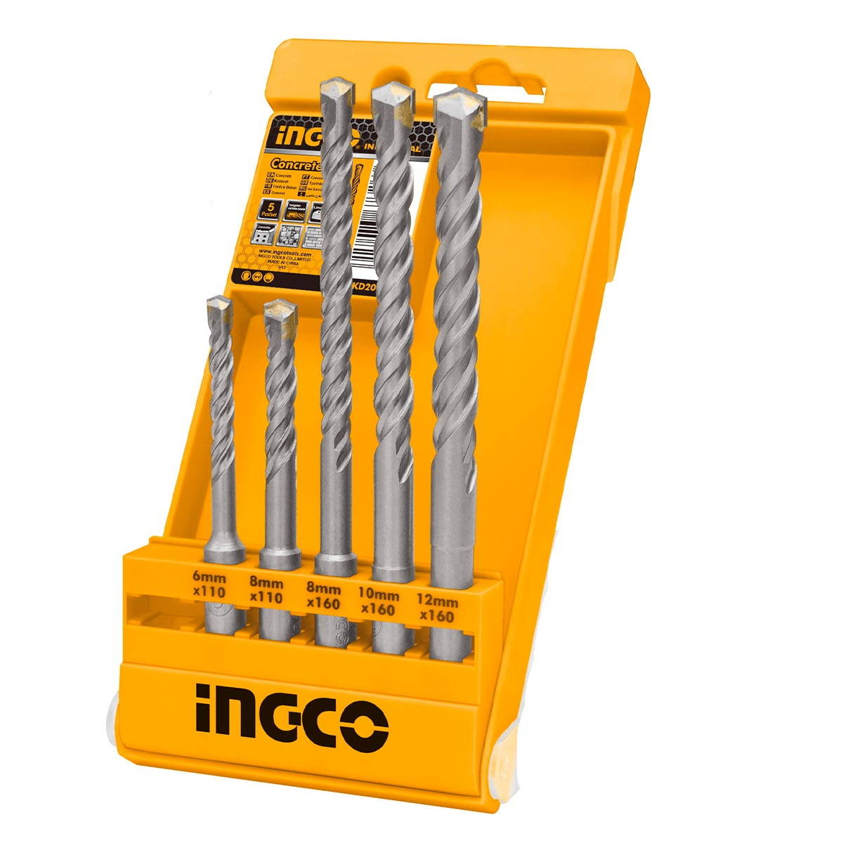 INGCO AKD2052 Τρυπάνια SDS Plus 6-12mm Σετ 5 τεμ.