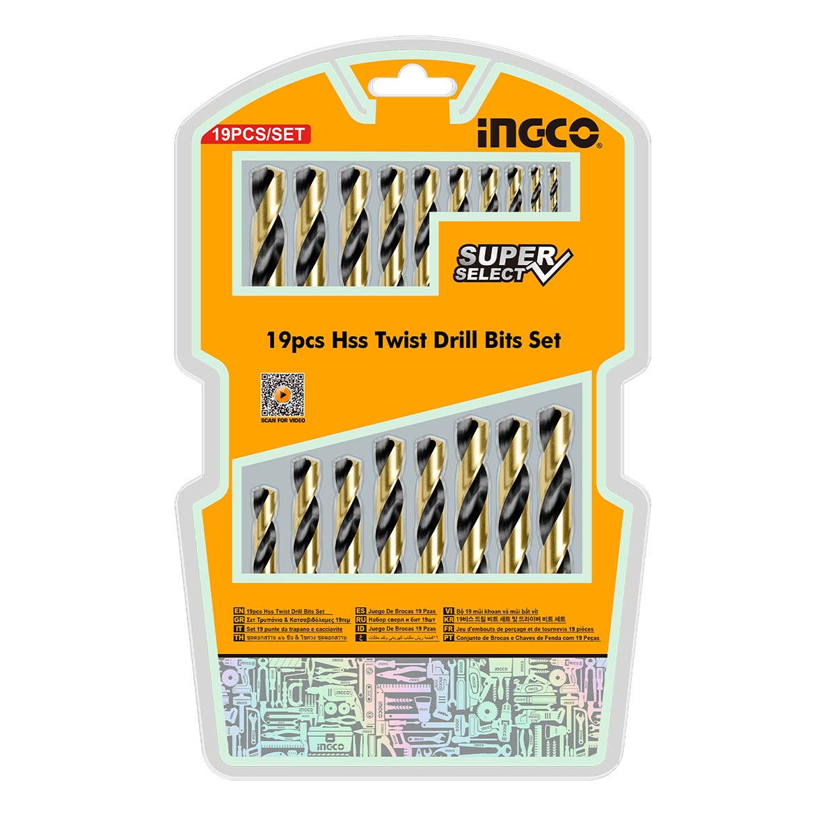 INGCO AKDB9190 Τρυπάνια Μετάλλου HSS 110mm Σετ 19 τεμ.