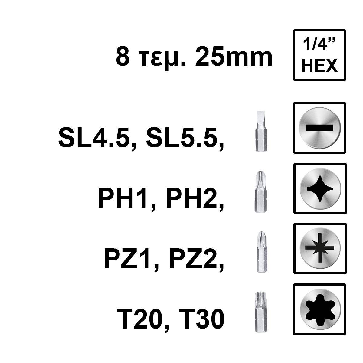 INGCO AKSDB1901 Συλλογή Τρυπάνια και Μύτες Σετ 19 Τεμ