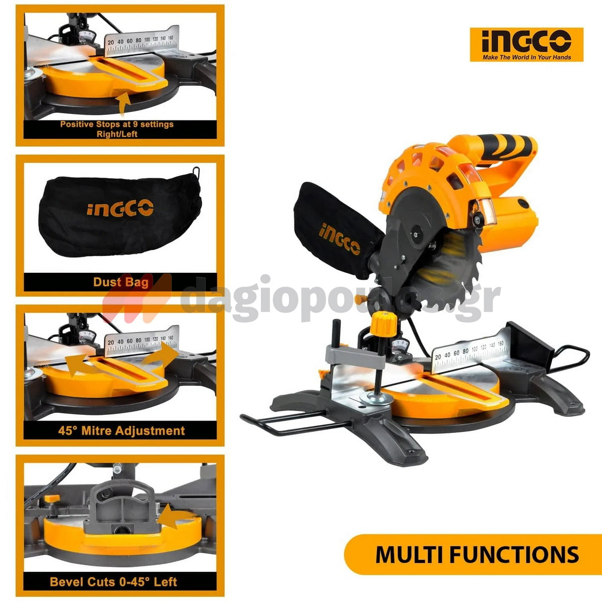 Ingco BMS14007 Ηλεκτρικό Δισκοπρίονο Πάγκου 1400W 210mm