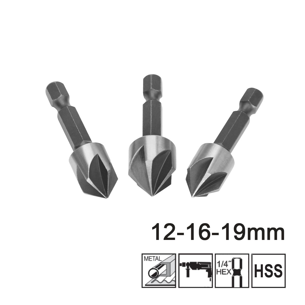 INGCO DBCS0031 Φρέζες Μετάλλου HSS 121619mm Σετ 3 Τεμ