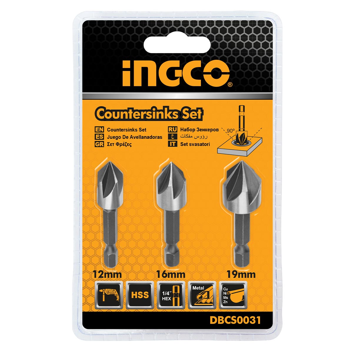 INGCO DBCS0031 Φρέζες Μετάλλου HSS 121619mm Σετ 3 Τεμ