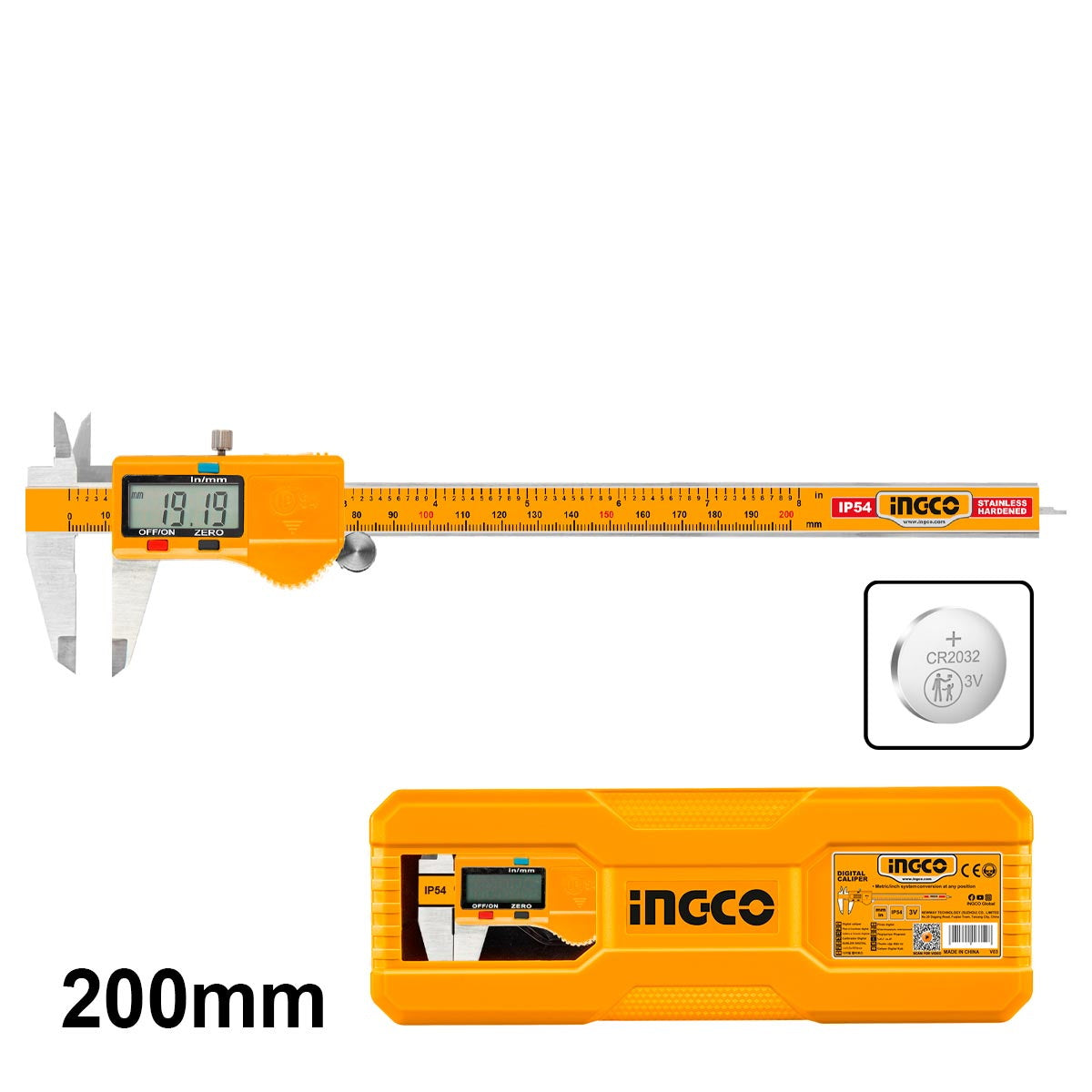 Ingco HDCD28200 Παχύμετρο Ψηφιακό INOX 200mm