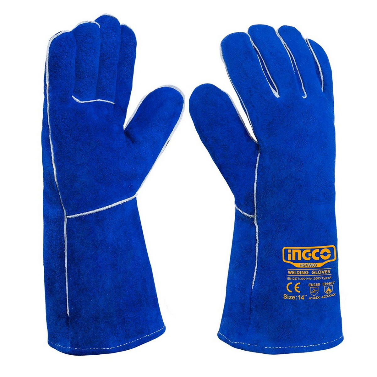 Ingco HGVW03 Γάντια Δερμάτινα Μακριά Ηλεκτροσυγκολλητών XL 14" 250°C