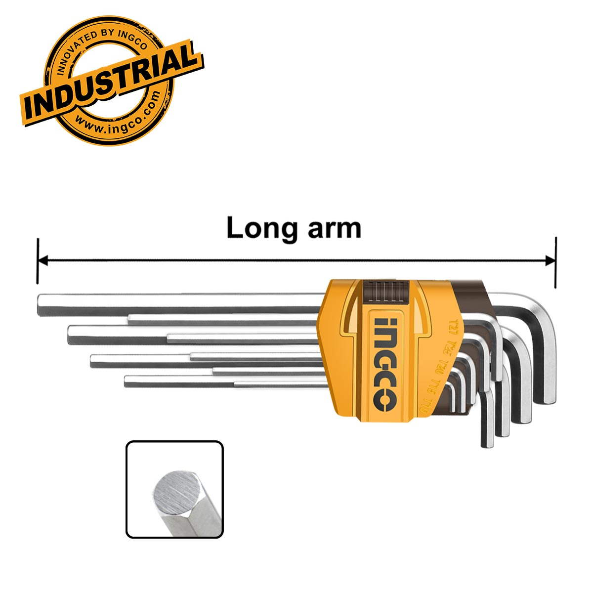 INGCO HHK11091 Συλλογή Κλειδιά Allen 1.5-10mm LONG (Μακριά) Σετ 9 Τεμ