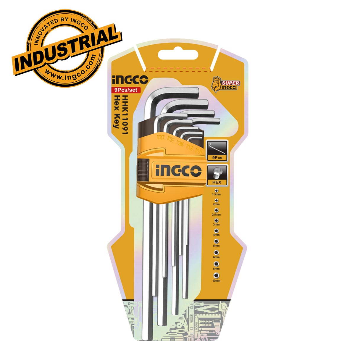 INGCO HHK11091 Συλλογή Κλειδιά Allen 1.5-10mm LONG (Μακριά) Σετ 9 Τεμ