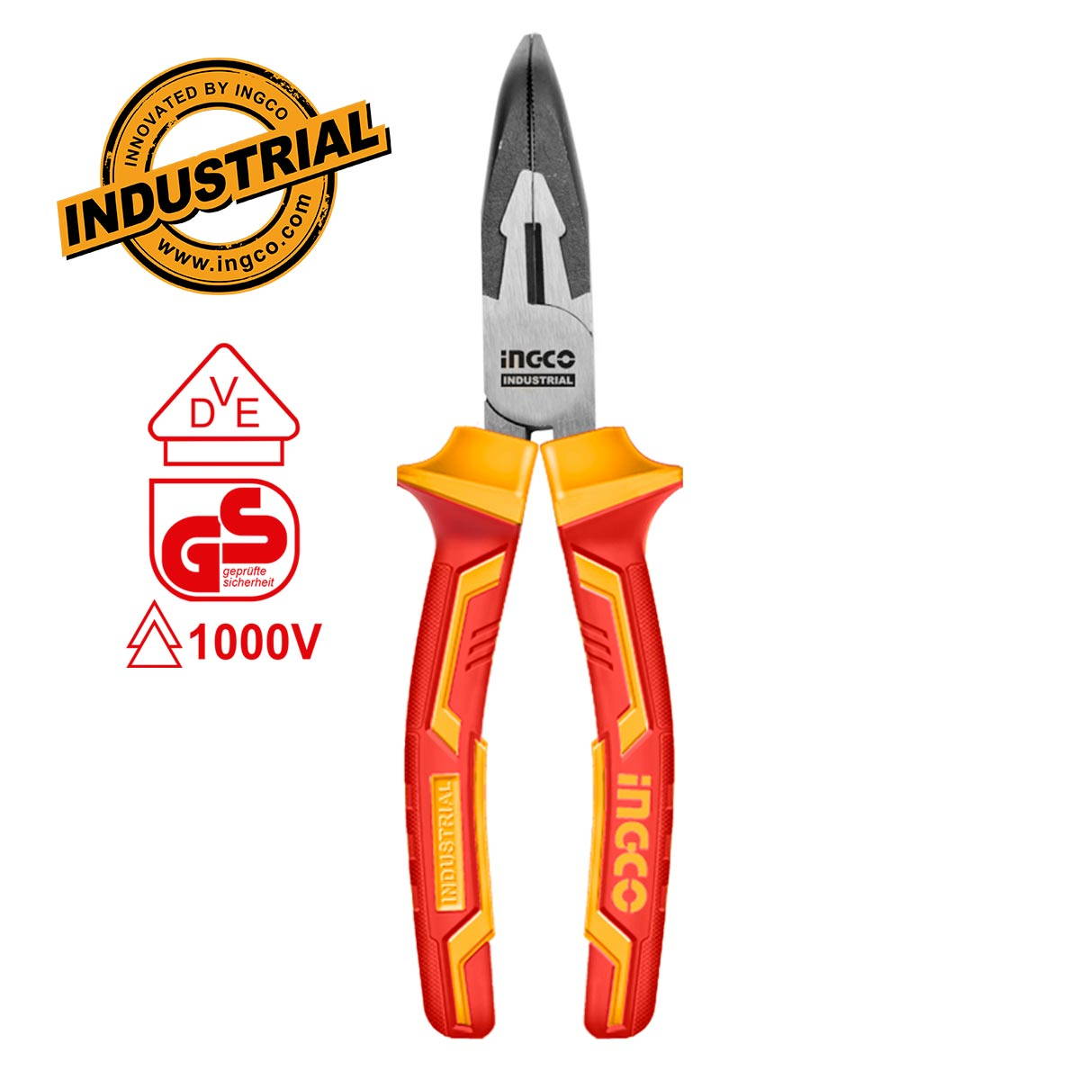 INGCO HIBNP28208 Μυτοτσίμπιδο Κυρτό (Στραβοτσίμπιδο) Ηλεκτρολόγου Με Μόνωση VDE 1000V 200mm