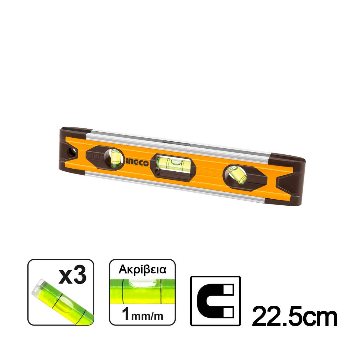 INGCO HMSL01030 Αλφάδι Μίνι Μαγνητικό AL 22.5cm