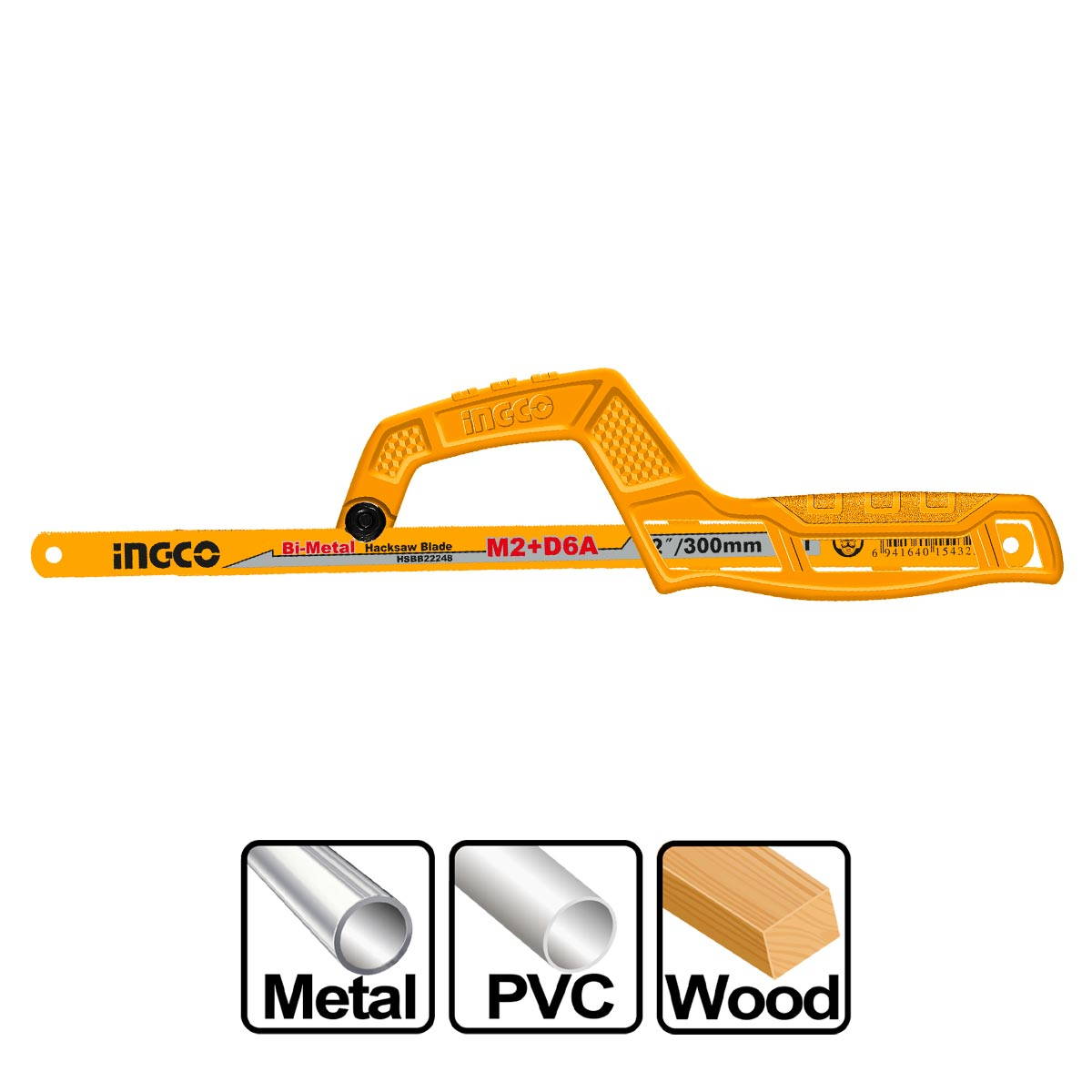 Ingco MHHF1504 Πριόνι Μετάλλων (Σιδηροπρίονο) - Ξύλου - Πλαστικών Μονής Λαβής