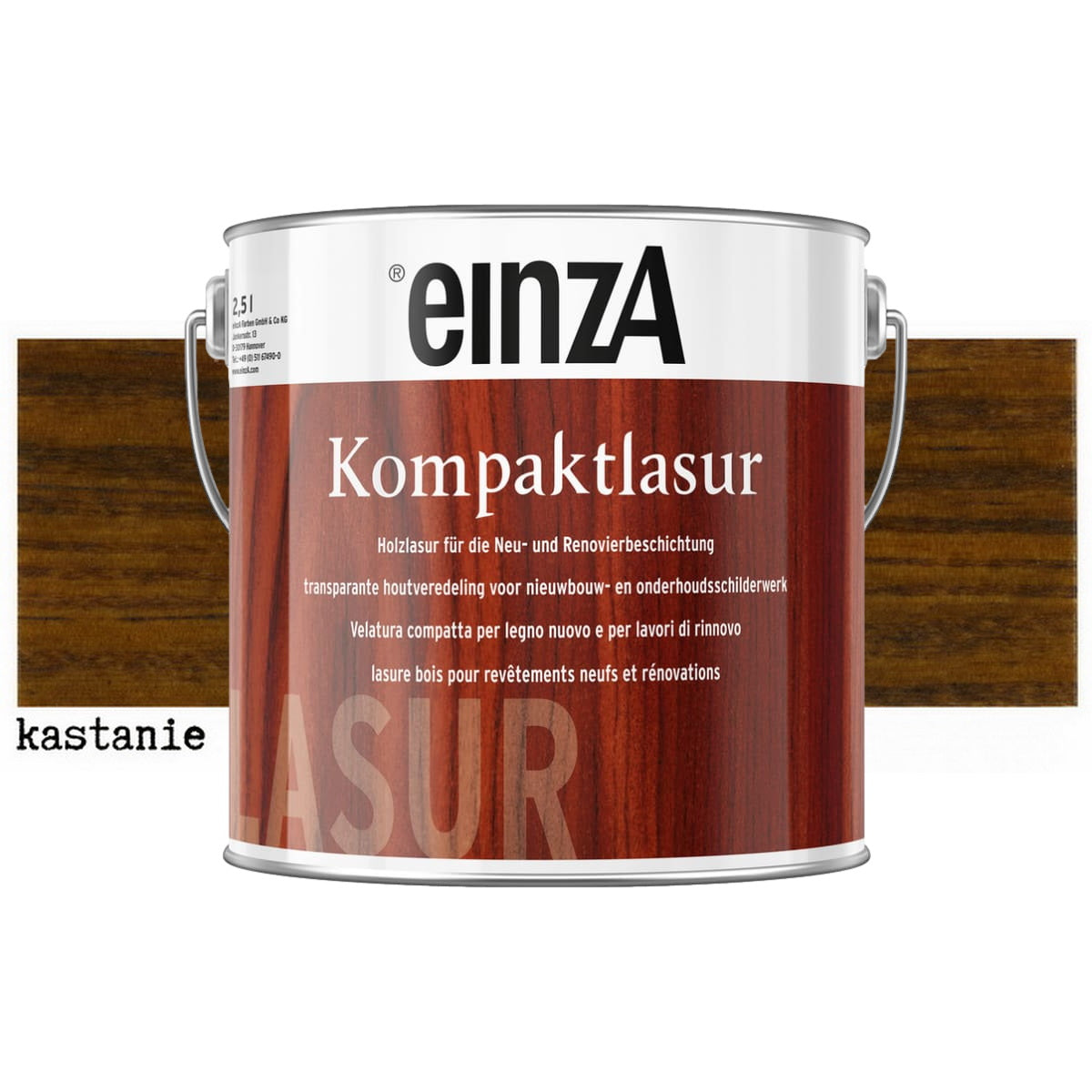 einzA Kompaktlasur Βερνίκι Εμποτισμού Προστασίας Ξύλου Διαλύτου ΚΑΣΤΑΝΙΑ (KASTANIE)