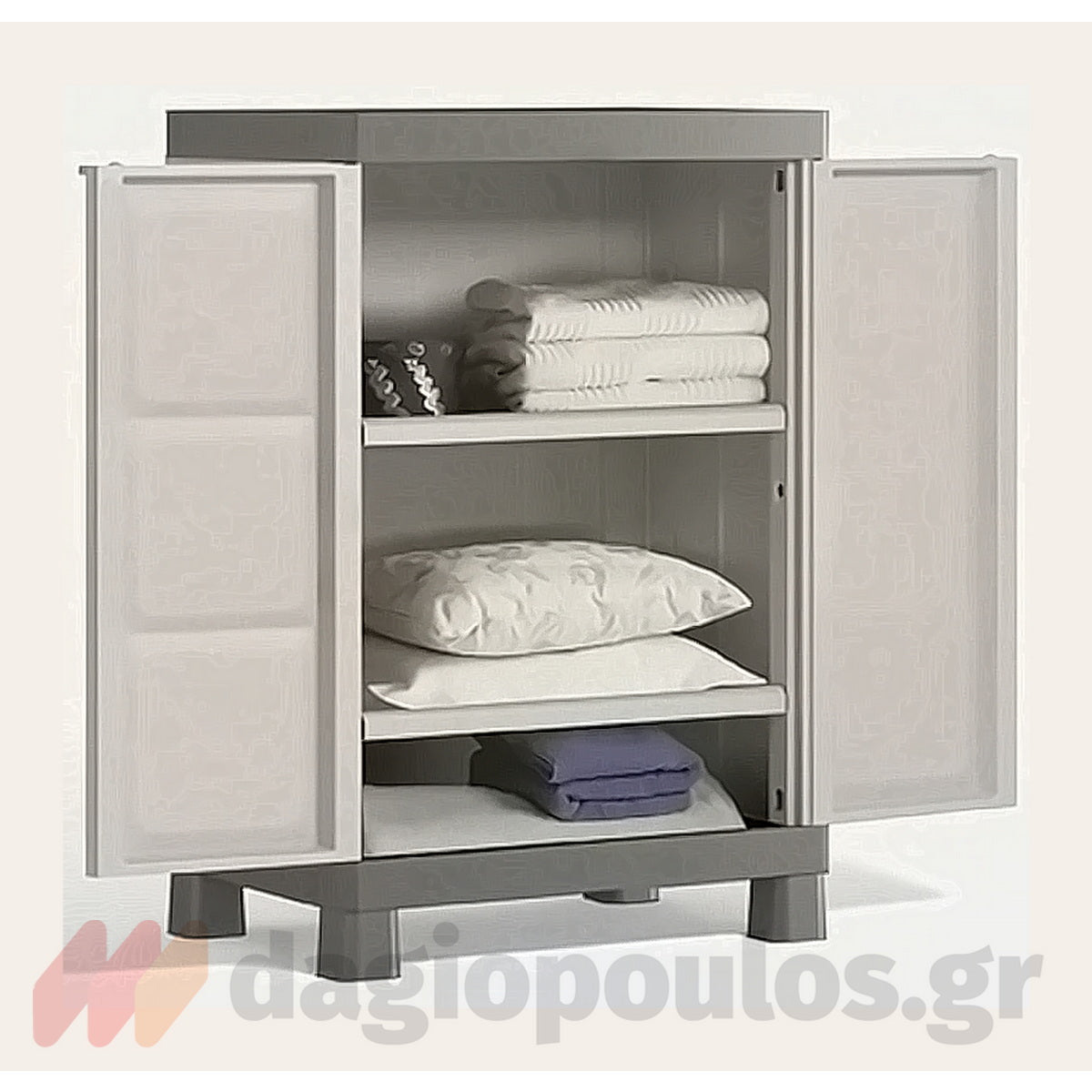 Keter Excellence Base Ντουλάπα Δίφυλλη Χαμηλή Με 2 Ράφια Μπεζ