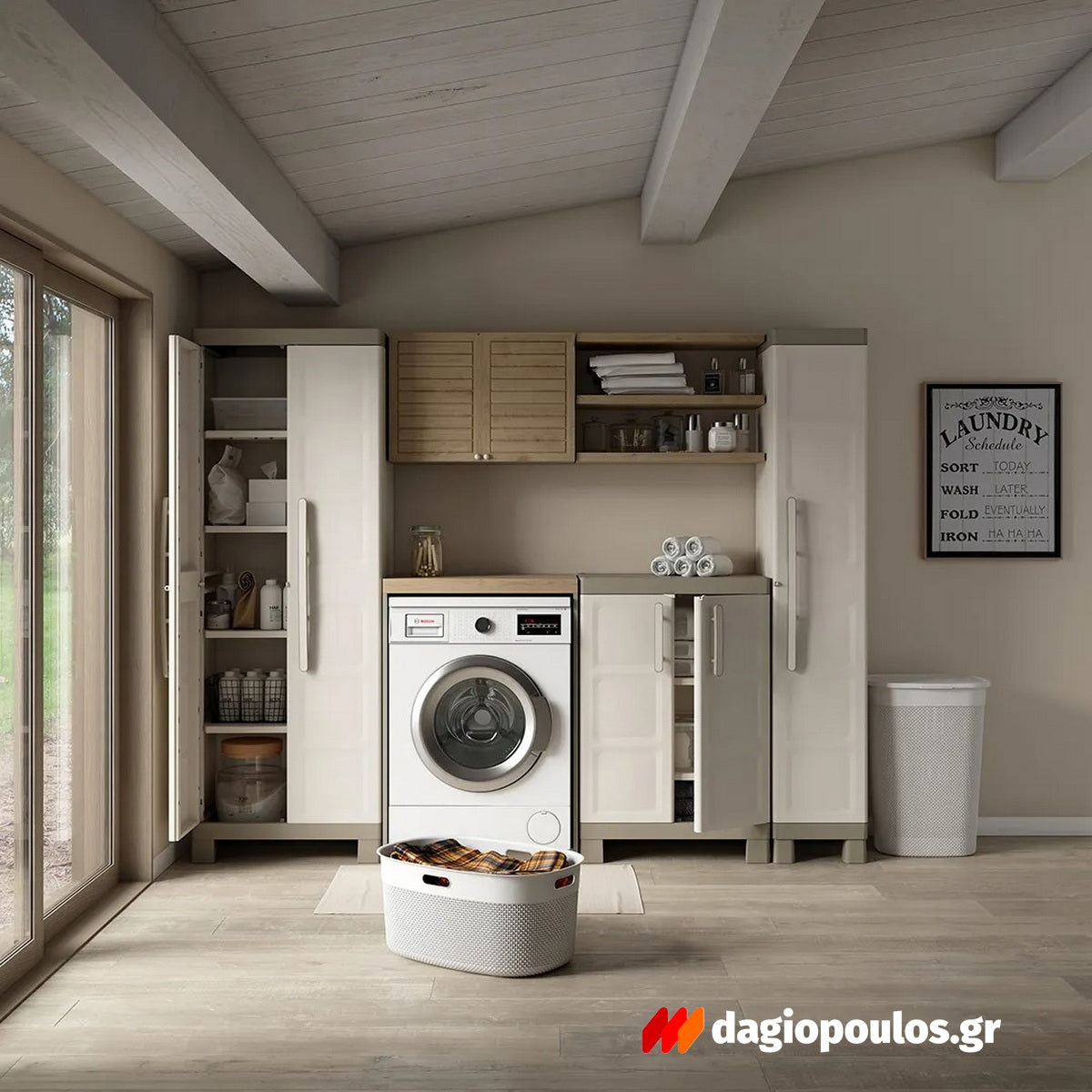 Keter Excellence Base Ντουλάπα Δίφυλλη Χαμηλή Με 2 Ράφια Μπεζ