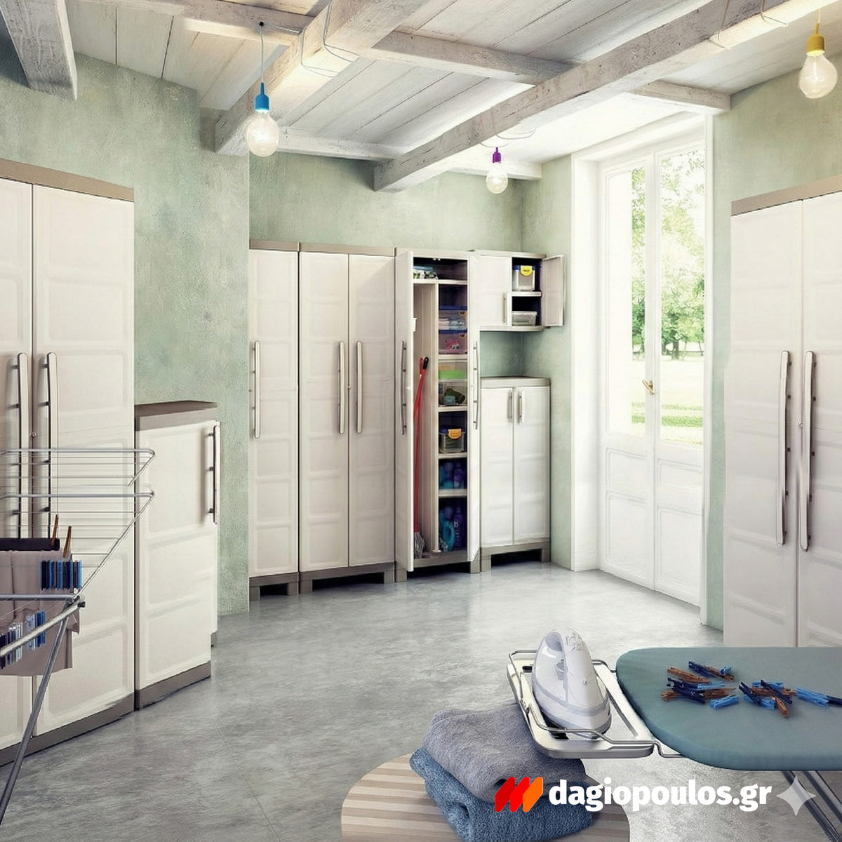 Keter Excellence Base XL Ντουλάπα Δίφυλλη Χαμηλή Με 2 Ράφια Μπεζ