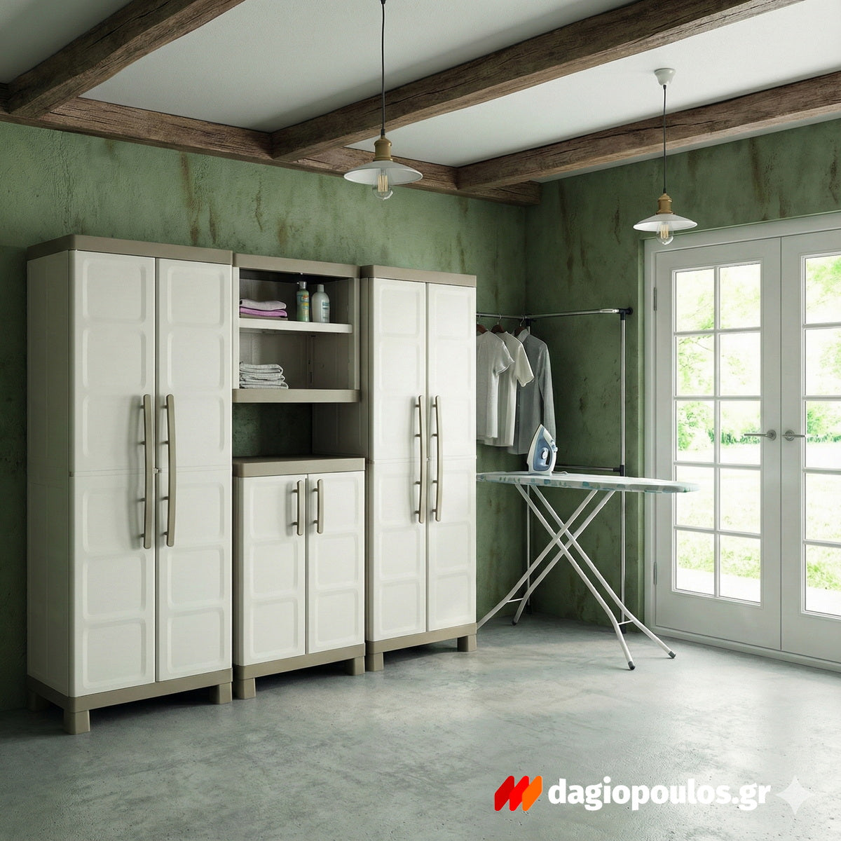 Keter Excellence High Ντουλάπα Δίφυλλη Ψηλή Με 4 Ράφια Μπεζ