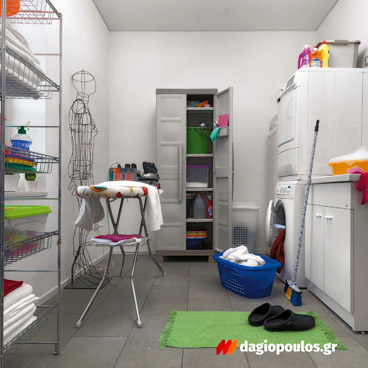 Keter Excellence High Multipurpose Ντουλάπα Δίφυλλη Ψηλή Με 4 Ράφια & Χώρισμα Μπεζ