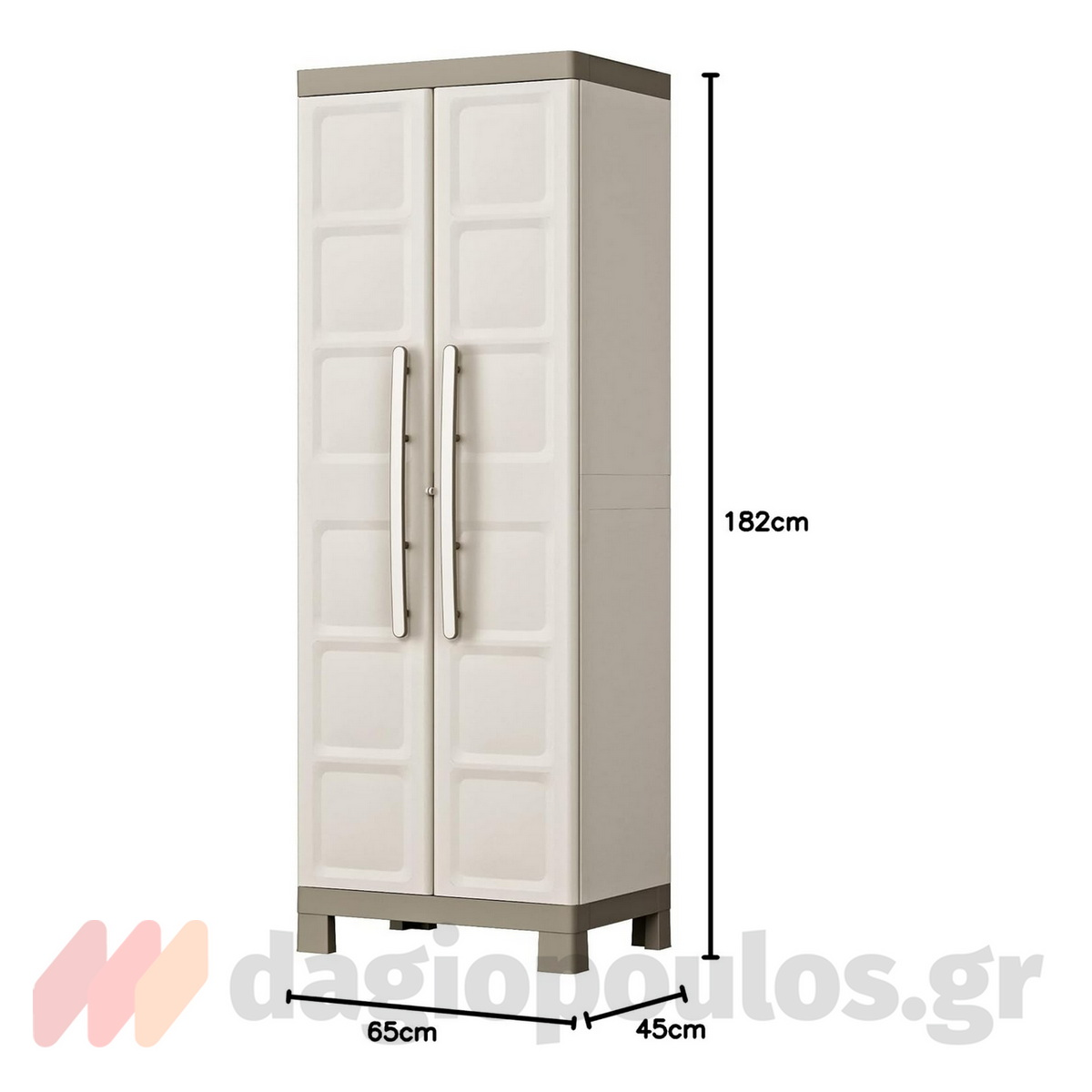 Keter Excellence High Multipurpose Ντουλάπα Δίφυλλη Ψηλή Με 4 Ράφια & Χώρισμα Μπεζ