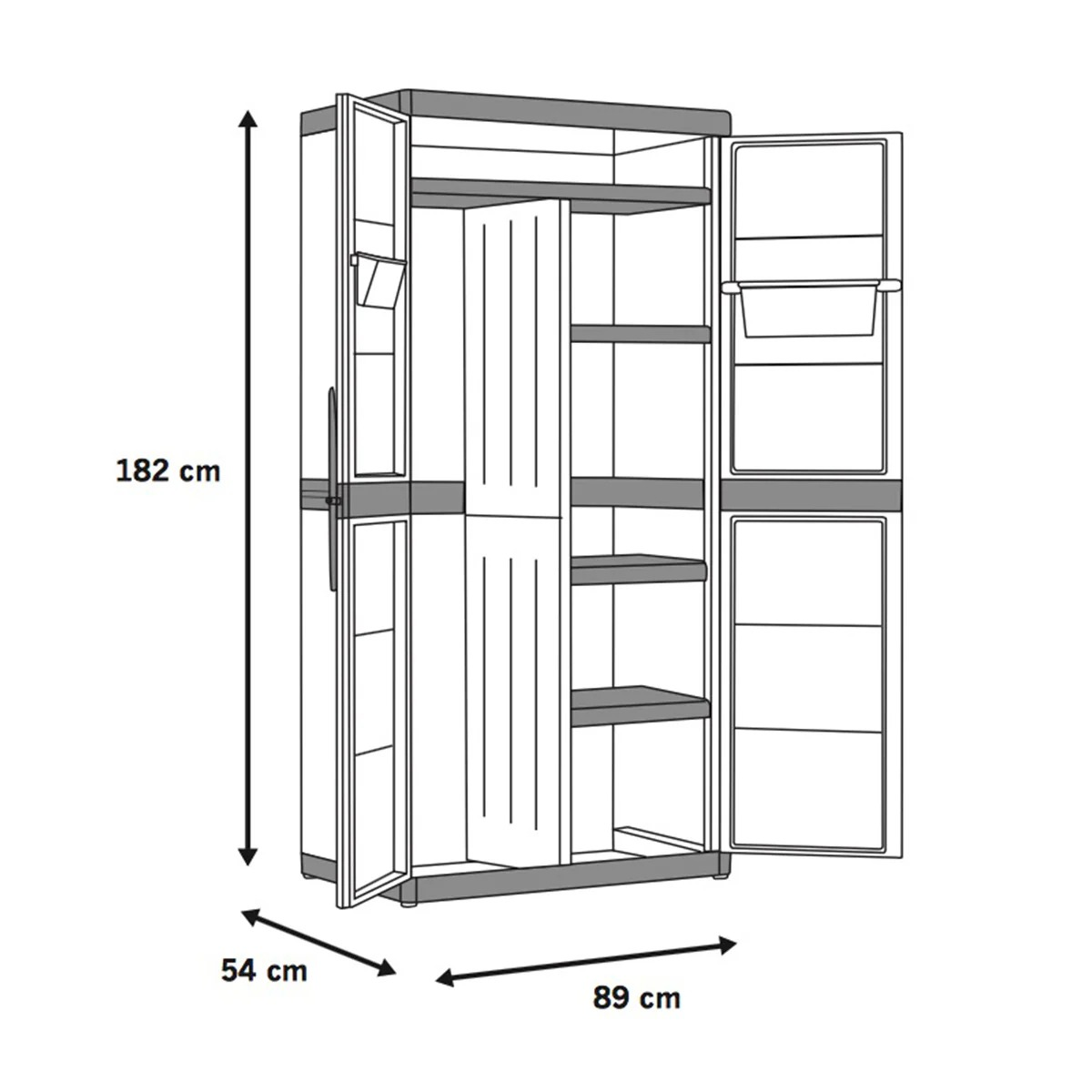 Keter Excellence High XL Ντουλάπα Δίφυλλη Ψηλή Με 4 Ράφια Μπεζ 305Ltr