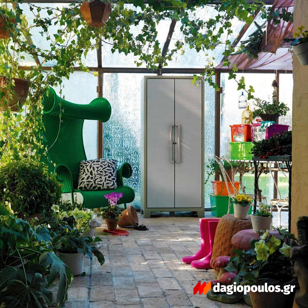 Keter Gulliver Tall Ντουλάπα Δίφυλλη Ψηλή Με 4 Ράφια Μπεζ