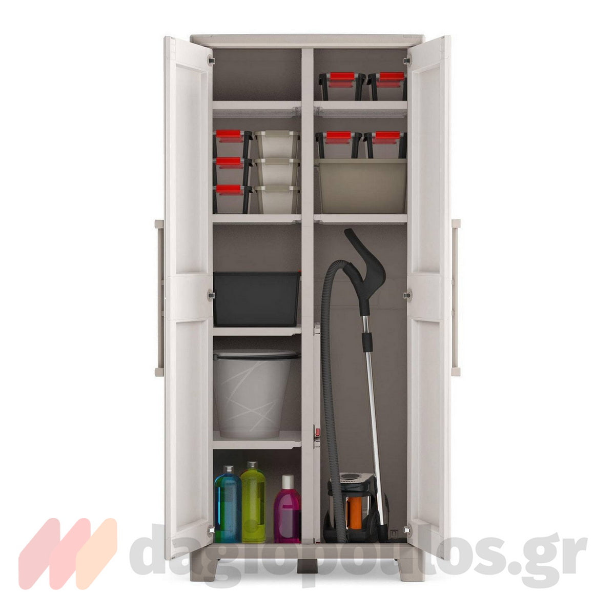 Keter Gulliver Tall Multispace Ντουλάπα Δίφυλλη Ψηλή Με 4 Ράφια & Χώρισμα Μπεζ