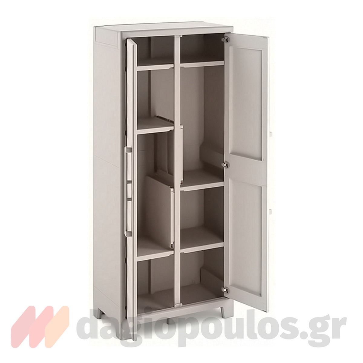 Keter Gulliver Tall Multispace Ντουλάπα Δίφυλλη Ψηλή Με 4 Ράφια & Χώρισμα Μπεζ