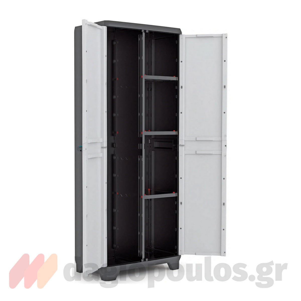 Keter Linear Tall Utility Ντουλάπα Ψηλή Με 3 Ράφια & Μεσαίο Χώρισμα Γκρι Ανοικτό