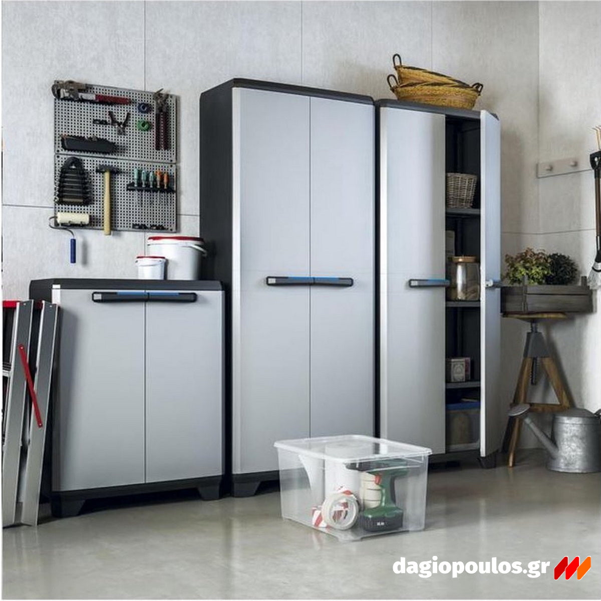 Keter Linear Tall Ντουλάπα Ψηλή Με 3 Ράφια Γκρι Ανοικτό