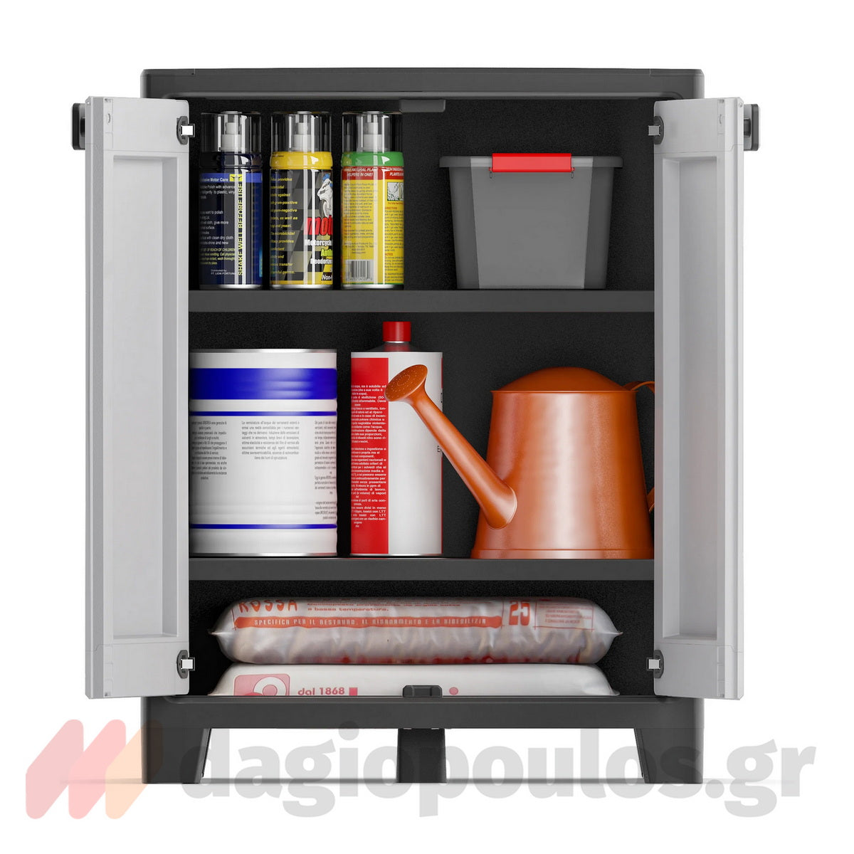 Keter Titan Base Ντουλάπα Δίφυλλη Χαμηλή Με 2 Ράφια Γκρι / Μαύρη