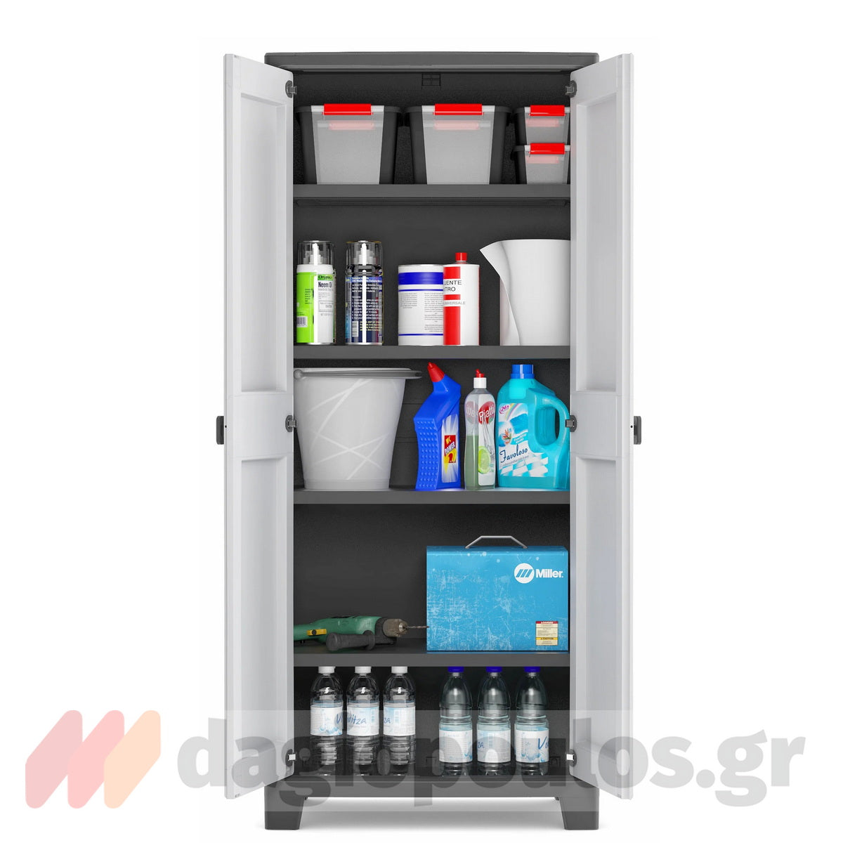 Keter Titan Tall Ντουλάπα Δίφυλλη Ψηλή Με 4 Ράφια Γκρι / Μαύρη