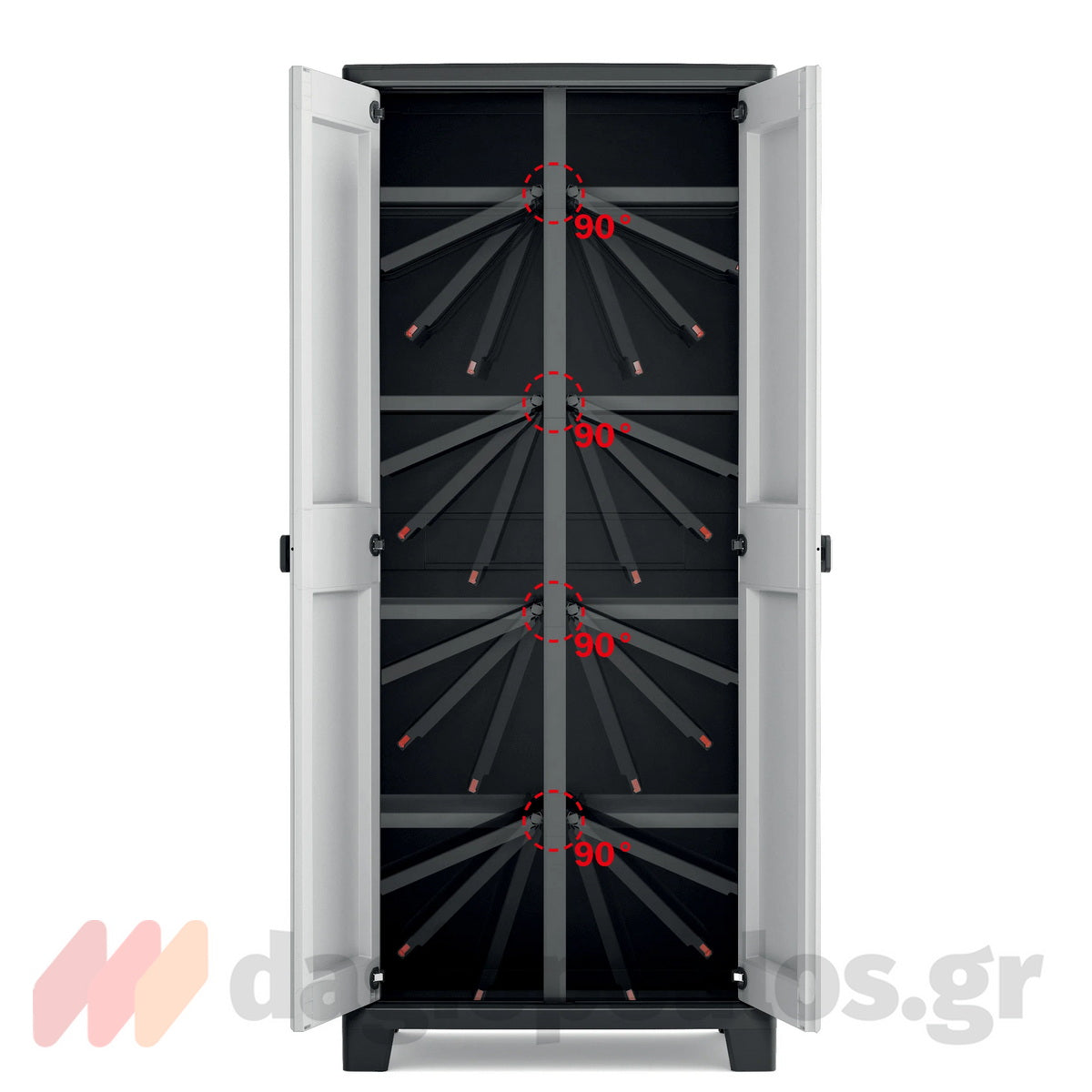 Keter Titan Multispace Ντουλάπα Δίφυλλη Ψηλή Με 4 Ράφια & Χώρισμα Γκρι / Μαύρη