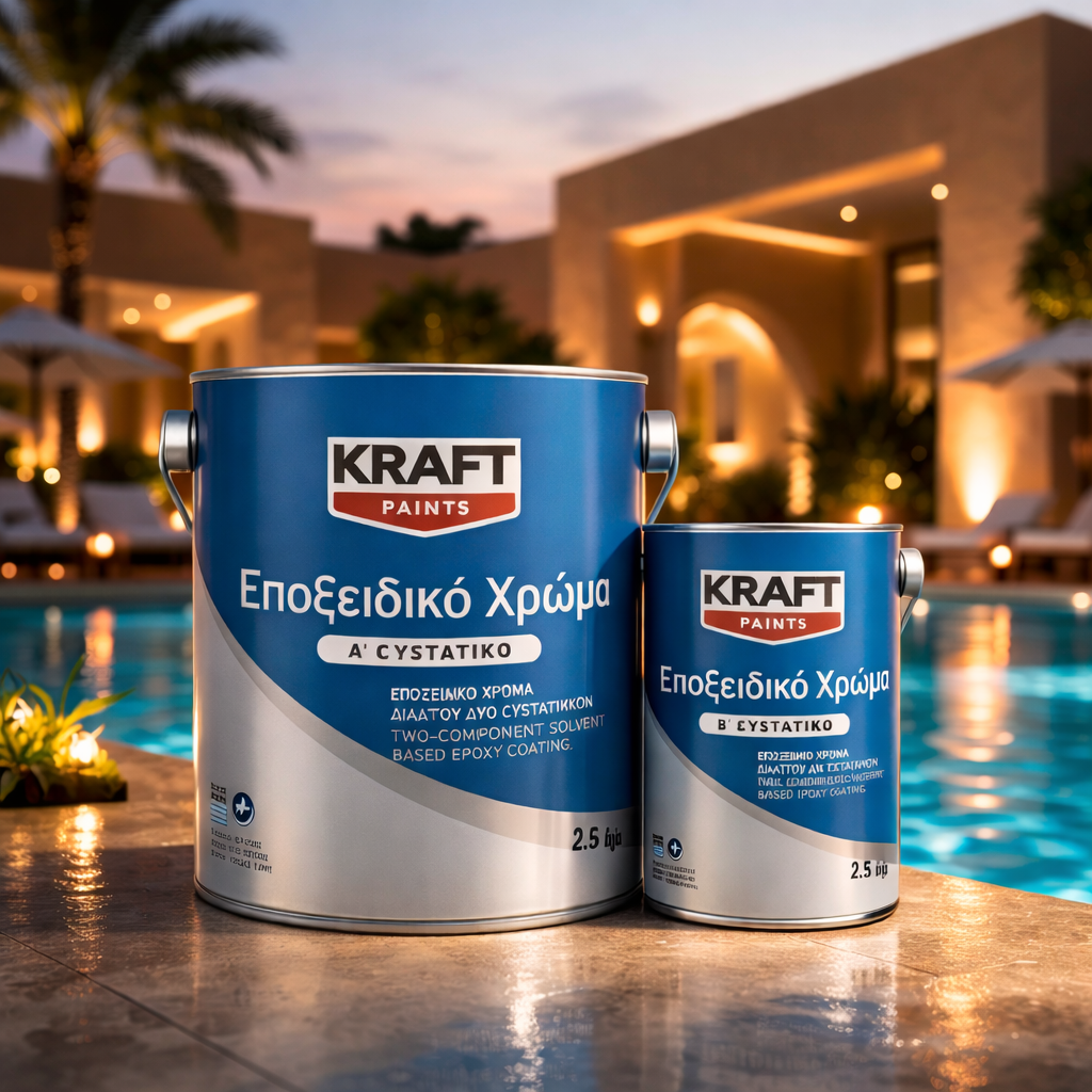 Kraft Pool Epoxy Εποξειδικό Χρώμα Πισίνας - Δεξαμενών Διαλύτου 2 Συστατικών ΛΕΥΚΟ