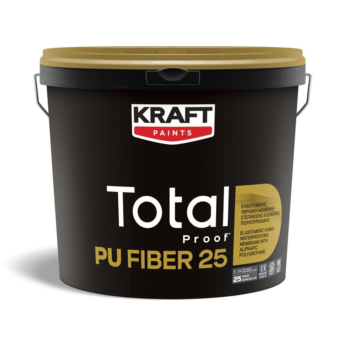 Kraft Total Proof PU FIBER 25 Ελαστομερές Υβριδικό Μονωτικό Ταρατσών Αλειφατικής Πολυουρεθάνης Νερού ΛΕΥΚΟ