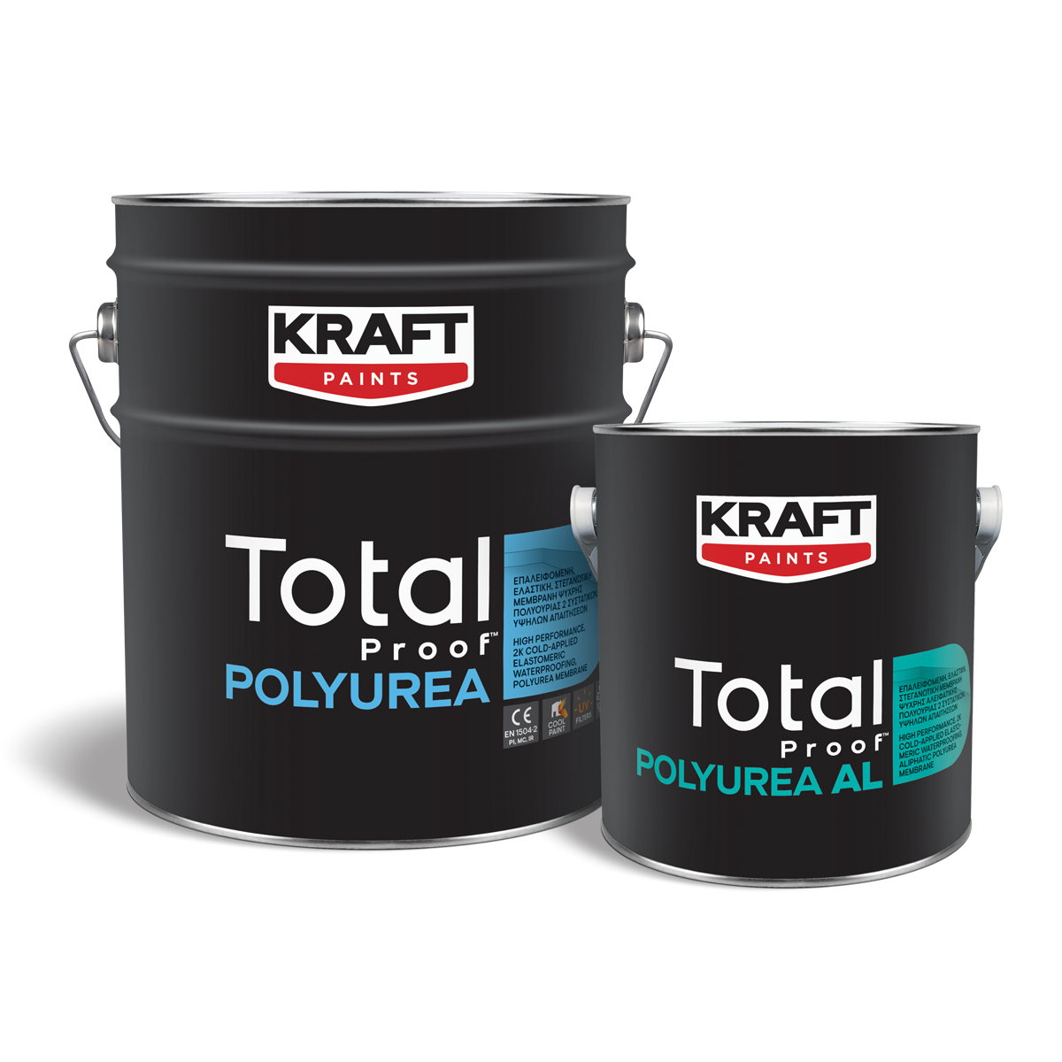Kraft Total Proof Polyurea AL Επαλειφόμενη Ελαστική Στεγανωτική Μεμβράνη Ψυχρής Αλειφατικής Πολυουρίας 2 Συστατικών ΛΕΥΚΗ