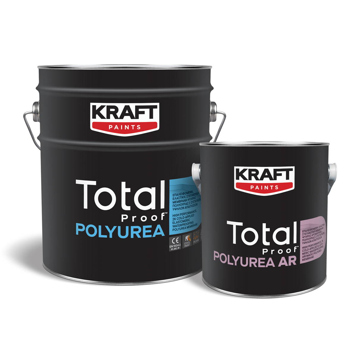 Kraft Total Proof Polyurea AR Επαλειφόμενη Ελαστική Στεγανωτική Μεμβράνη Ψυχρής Αρωματικής Πολυουρίας 2 Συστατικών ΛΕΥΚΗ