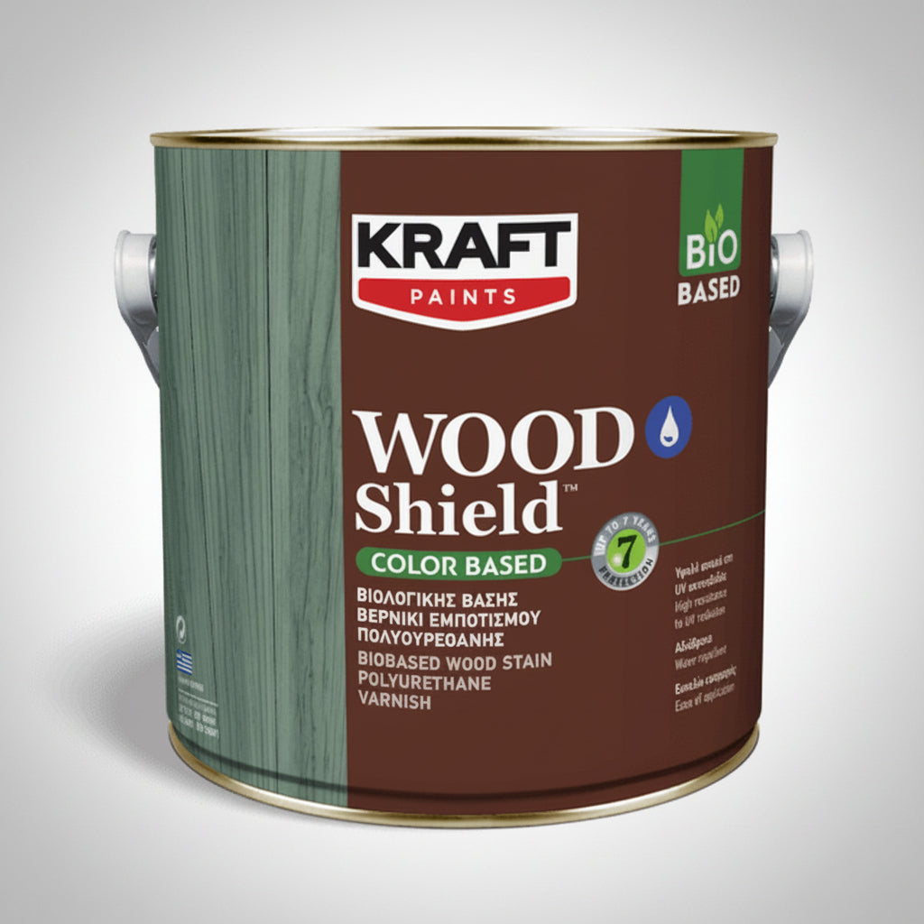 Kraft Wood Shield Color Based Οικολογικό Βερνίκι Εμποτισμού Πολυουρεθάνης Νερού Ημιματ ΑΧΡΩΜΟ