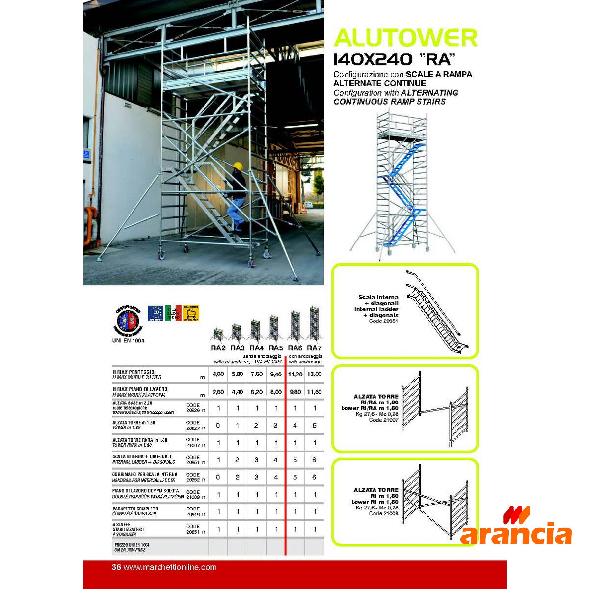 Marchetti AluTower 140X180 Σκαλωσιά - Πύργος Επεκτεινόμενος 140cm x 180cm