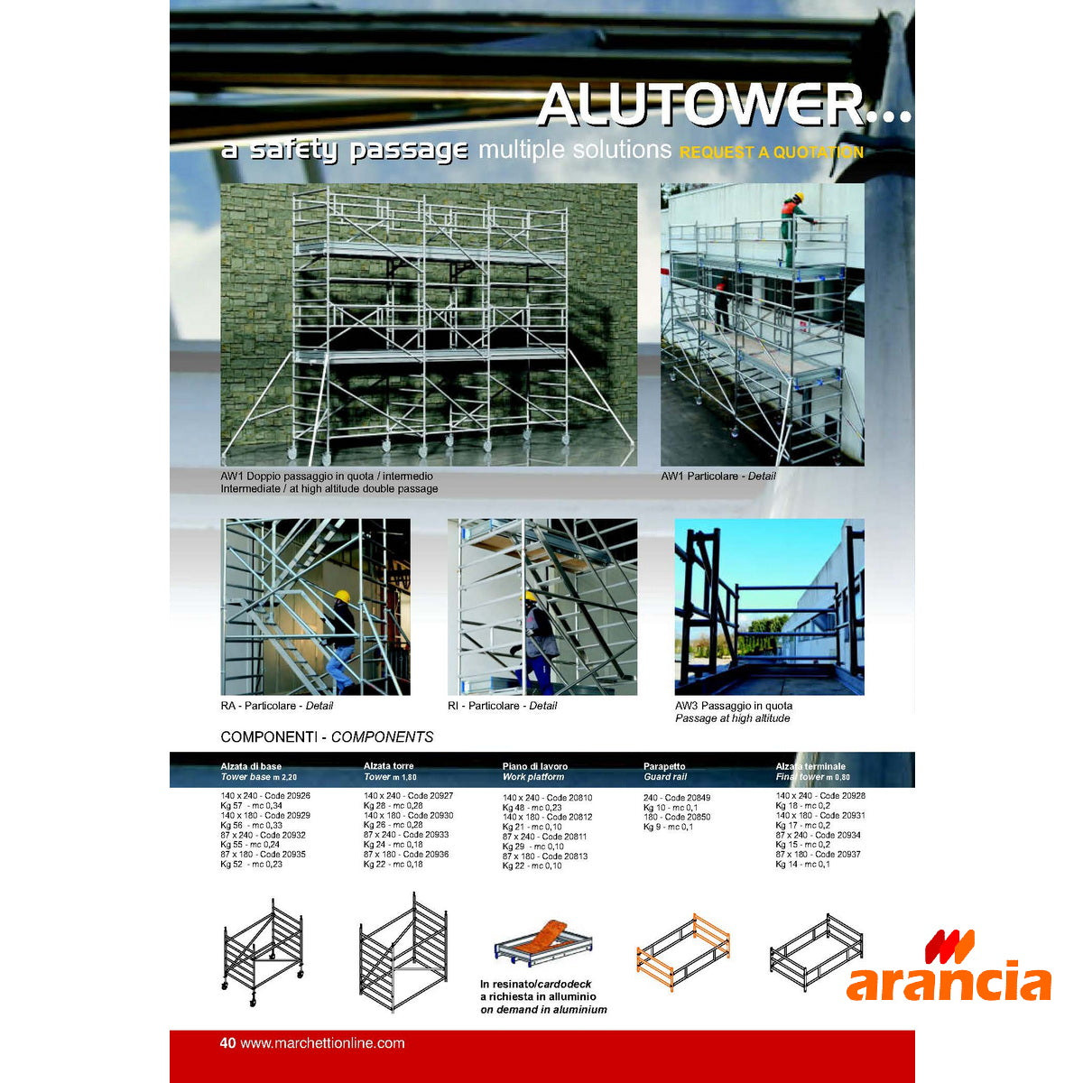 Marchetti AluTower 140X180 Σκαλωσιά - Πύργος Επεκτεινόμενος 140cm x 180cm