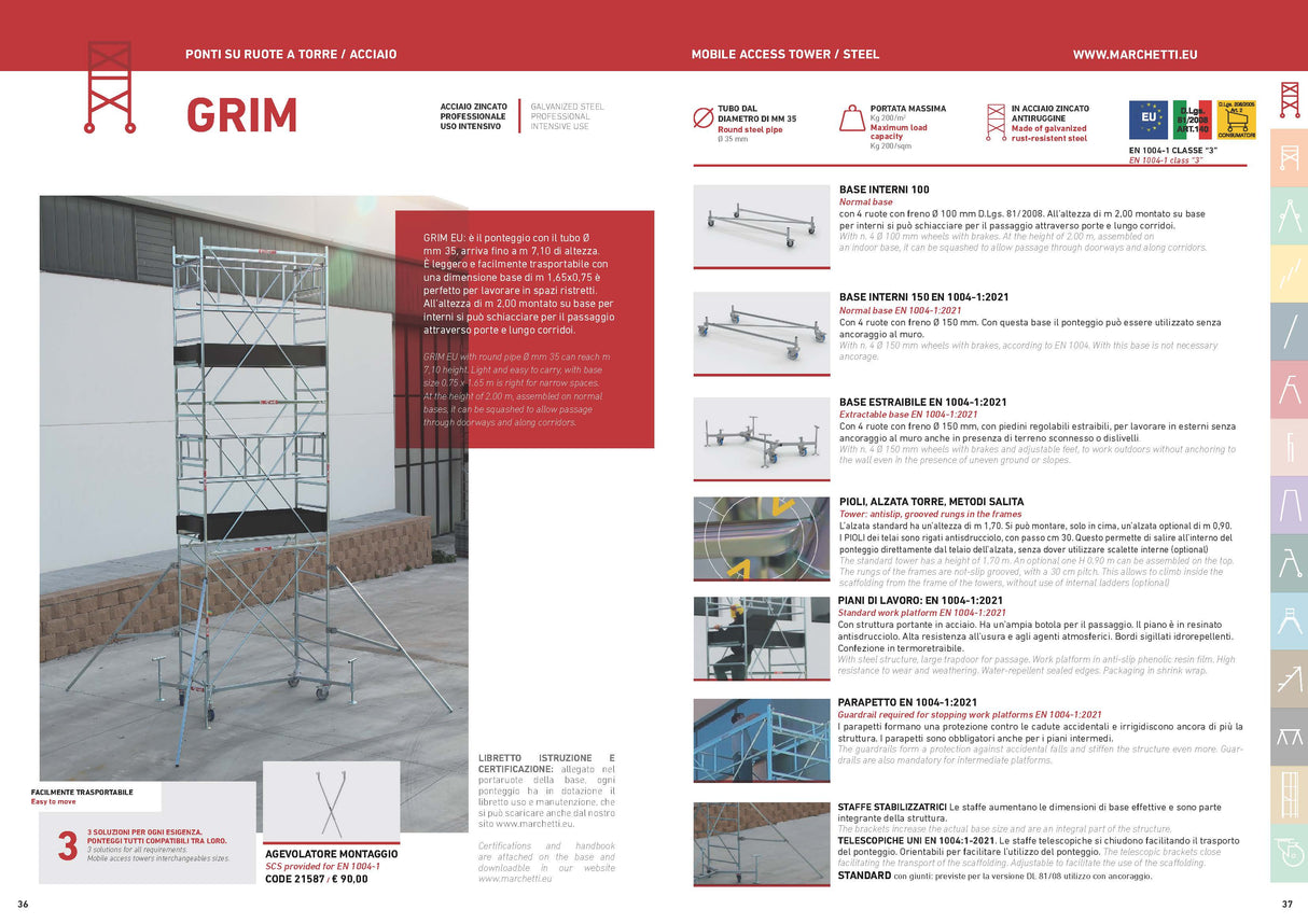 Marchetti Grim Σκαλωσιά - Πύργος Επεκτεινόμενος 75cm x 165cm