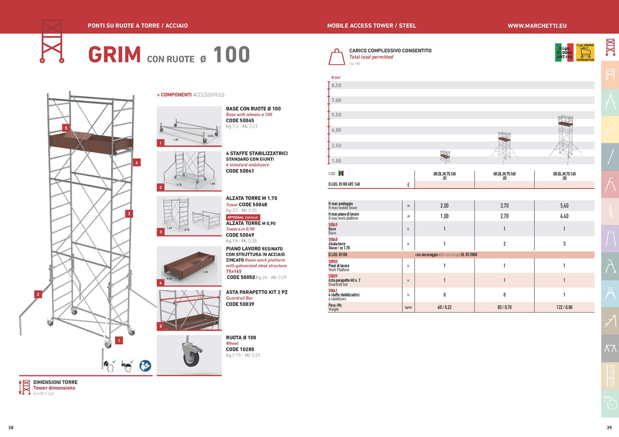 Marchetti Grim Σκαλωσιά - Πύργος Επεκτεινόμενος 75cm x 165cm