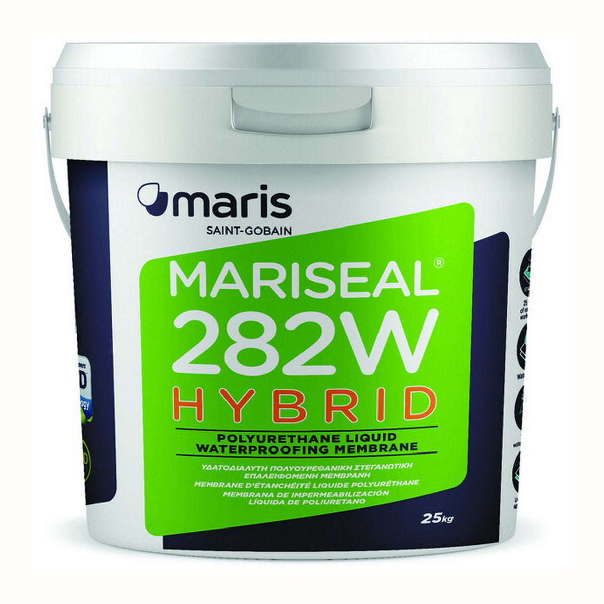 Maris Mariseal 282W Επαλειφόμενο Μονωτικό Ταρατσών Υβριδικής Βάσης Νερού ΛΕΥΚΟ