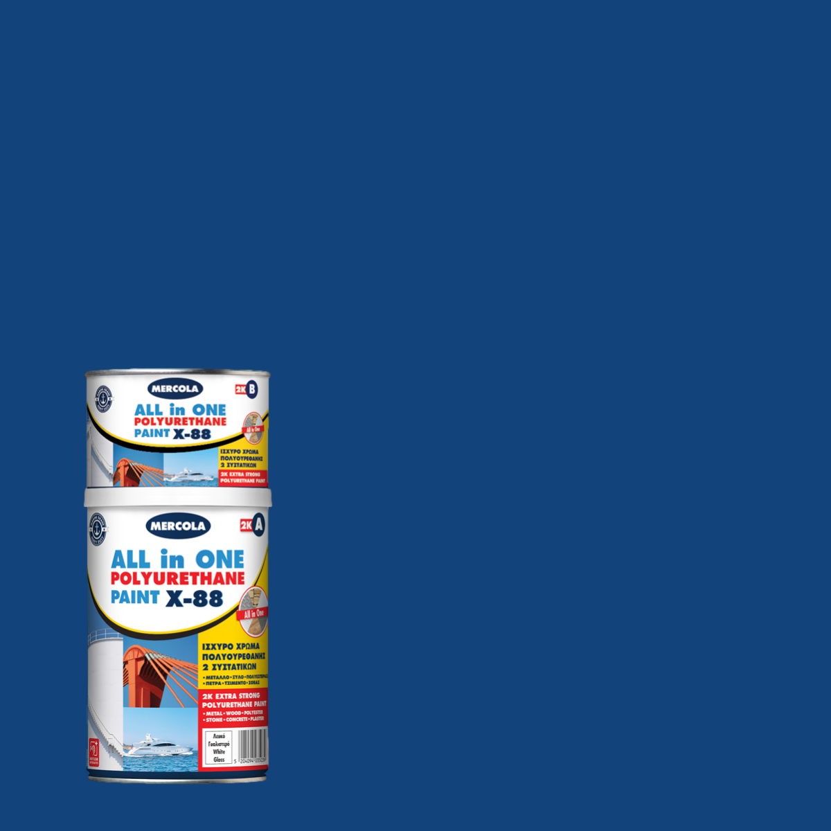 Mercola X-88 2K Ναυτιλιακό Εποξειδικό Χρώμα Πολυουρεθάνης Υψηλών Αντοχών RAL5010 Γυαλιστερό