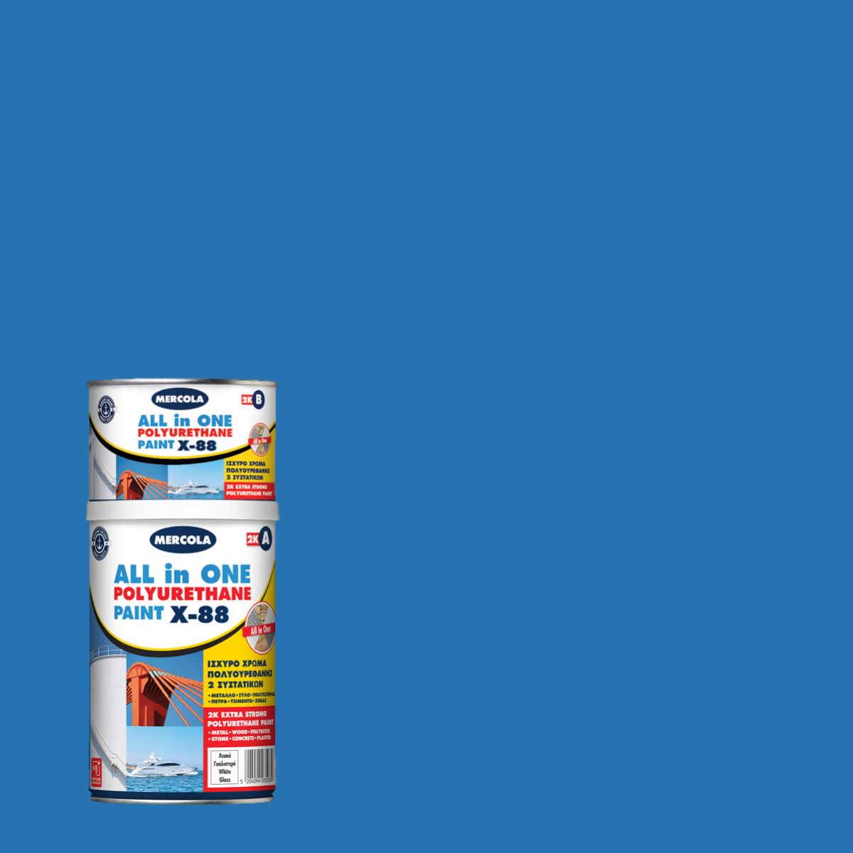 Mercola X-88 2K Ναυτιλιακό Εποξειδικό Χρώμα Πολυουρεθάνης Υψηλών Αντοχών RAL5015 Γυαλιστερό