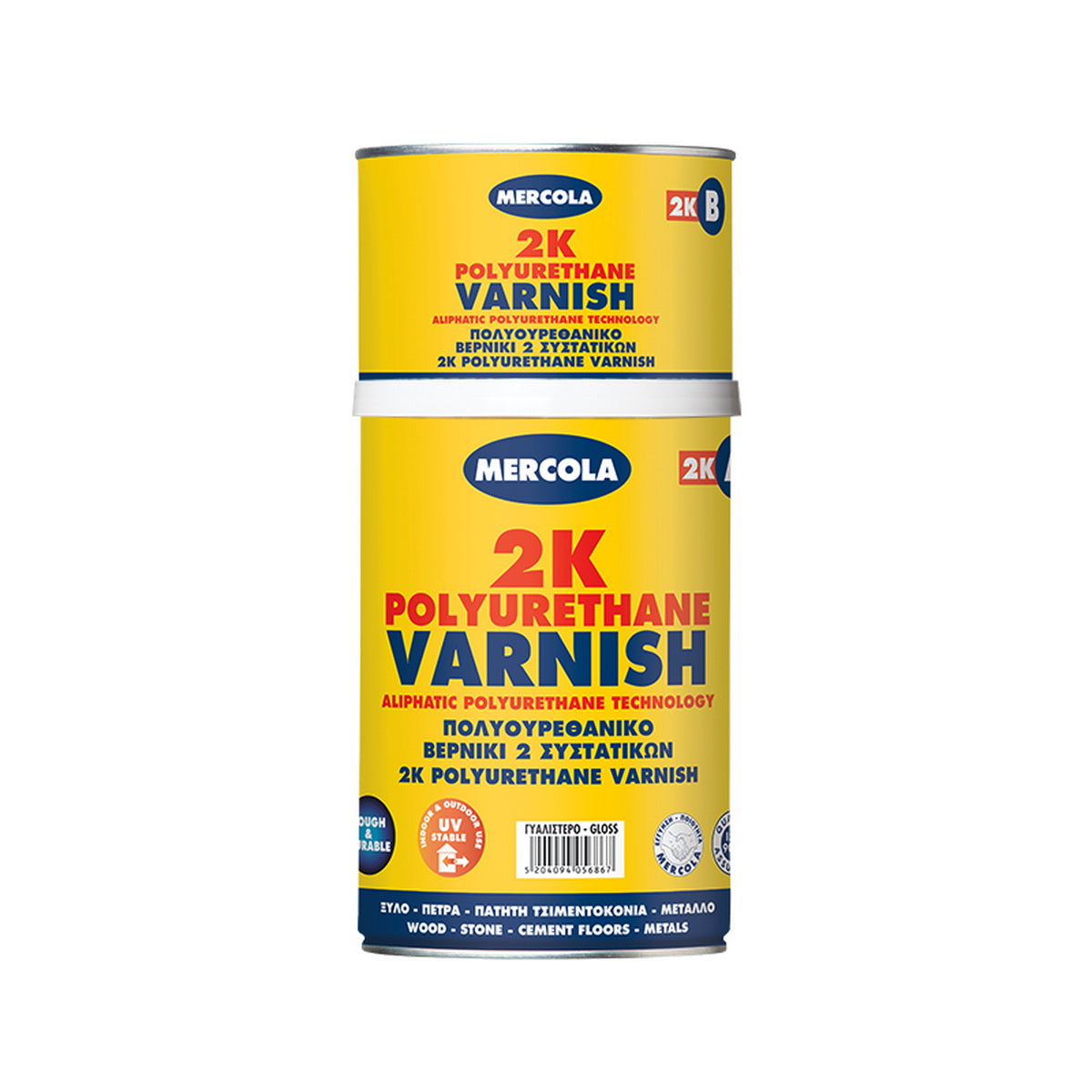 Mercola 2K Polyurethane Varnish Βερνίκι 2 Συστατικών Αλειφατικής Πολυουρεθάνης Διαλύτου Πολλαπλών Εφαρμογών ΜΑΤ