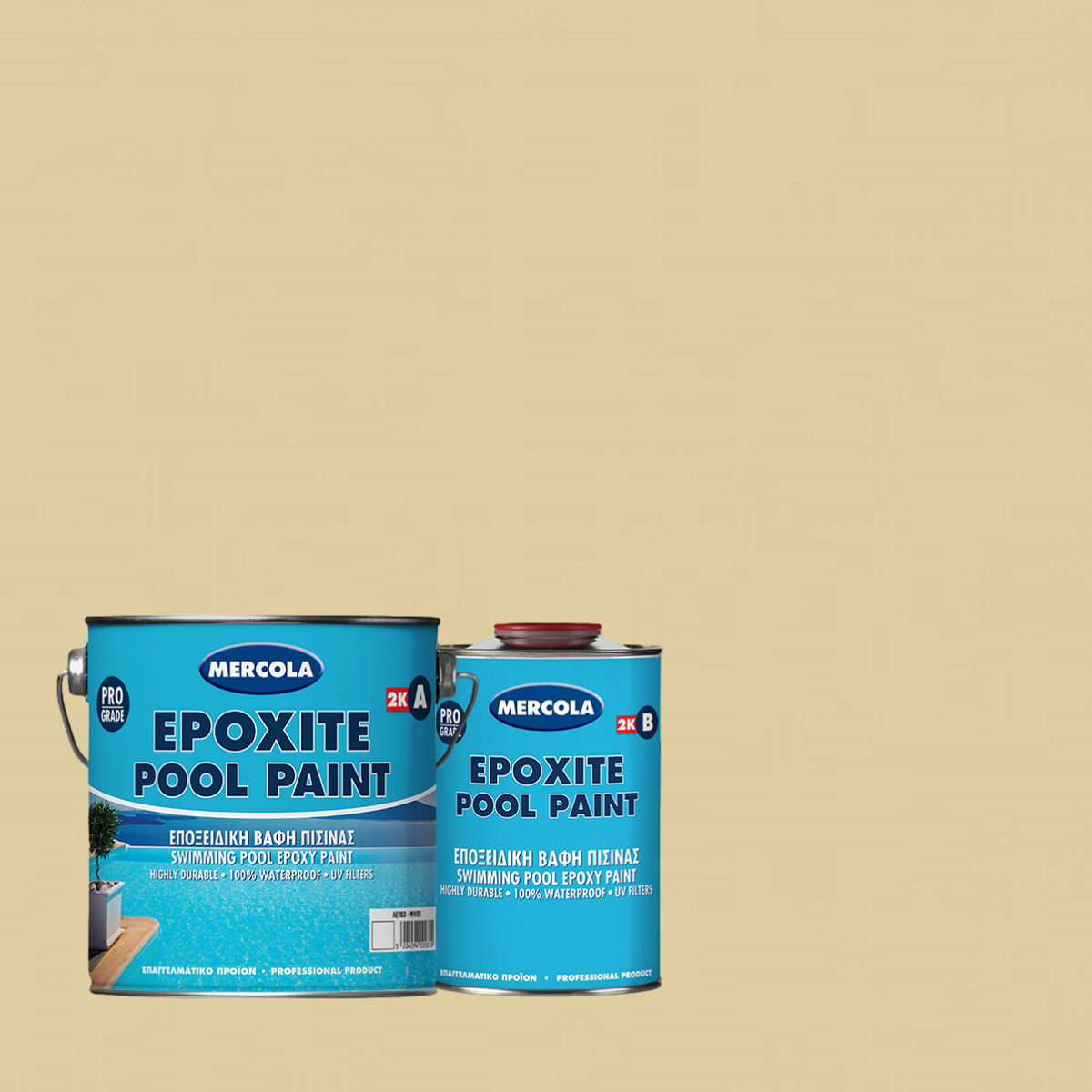 Mercola Epoxite Pool Paint Εποξειδική Βαφή Πισίνας Υψηλών Αντοχών Με UV Φίλτρα Μπεζ